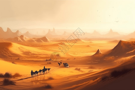 游牧生活广阔的沙漠设计图片