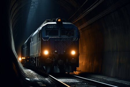 隧道行驶的火车图片