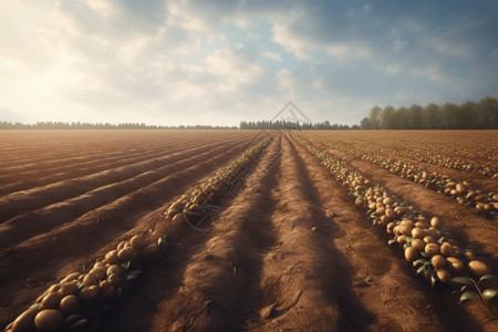 地农田马铃薯收获设计图片