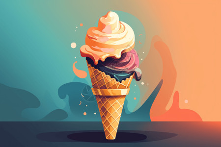 冰爽的奶油甜筒冰淇淋图片