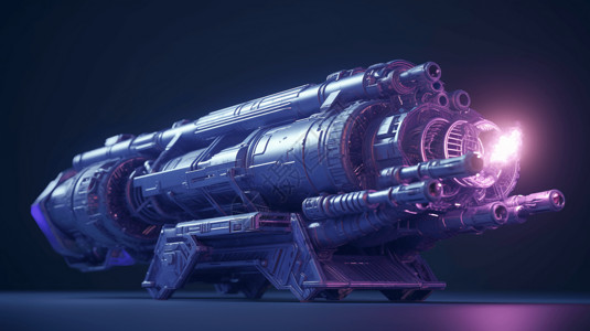 蓝紫色火箭发射器背景图片