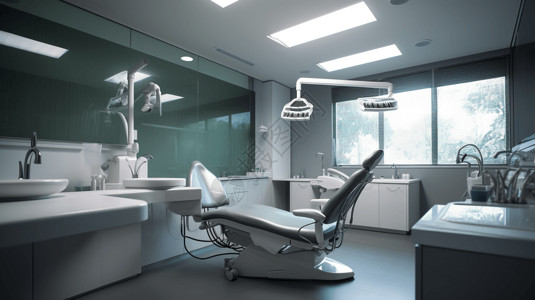 明亮浴室牙科诊所的检查视角设计图片