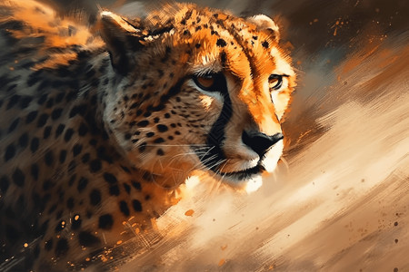 野生猫科动物猎豹的脸部特写插画