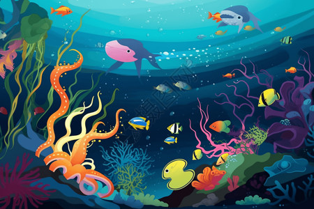 多种类的海洋生物背景图片