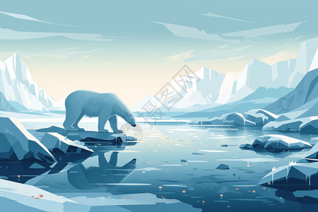 冰雪里的北极熊图片
