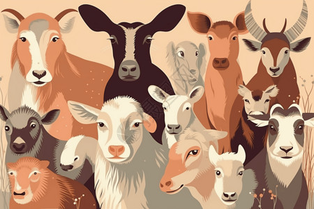农场里的动物插画