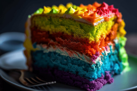 美味的奶油彩虹蛋糕图片