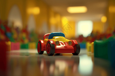 卡通玩具车儿童游戏室里的玩具车背景