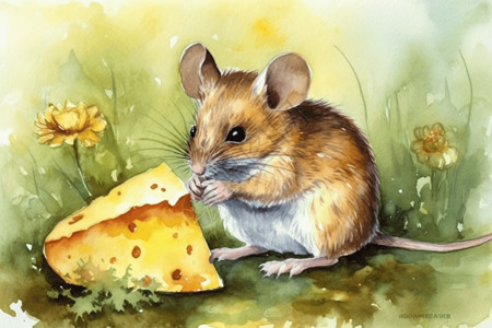 老鼠吃奶酪背景图片