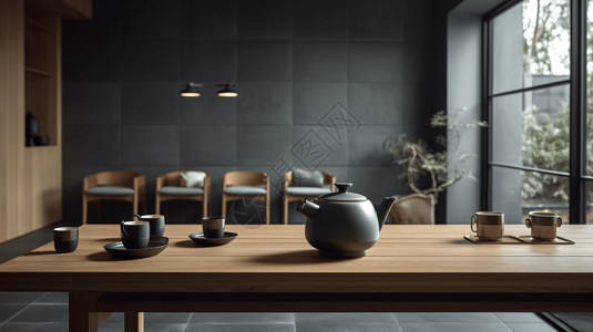 茶具设计古典风格的茶台背景