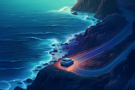 沿海高速上的车背景图片