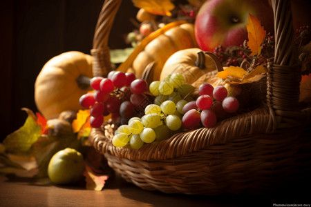篮子里的各种水果背景图片