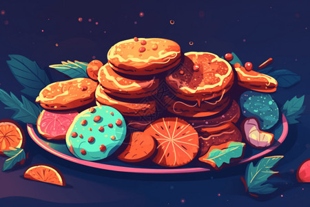 平面糖果饼干的平面插图插画