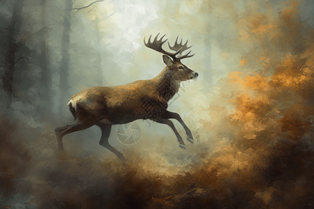 迷雾森林的麋鹿图片