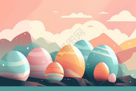 山鸡蛋简约复活节彩蛋插画