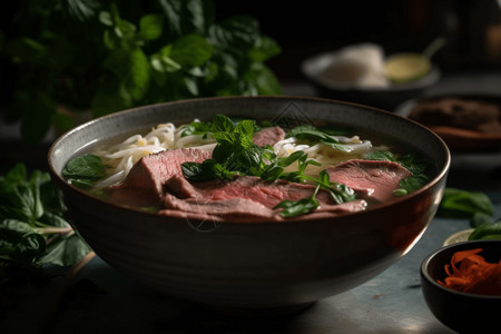 一碗牛肉粉食物牛巴粉高清图片