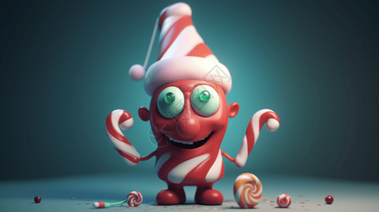 圣诞老人的帽子和糖果背景图片