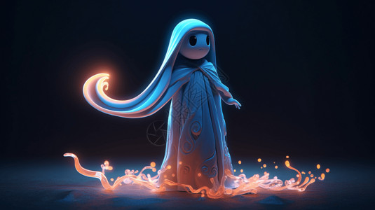 万圣节卡通人物长袍的幽灵设计图片