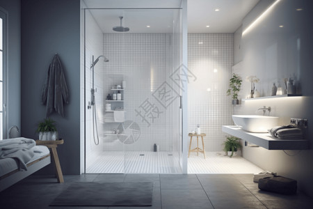 卫生间门现代简约的浴室设计图片