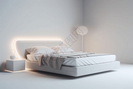 智能卧室白色现代的智能床设计图片
