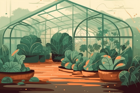放牧温室温室环境中使用有机肥料插画