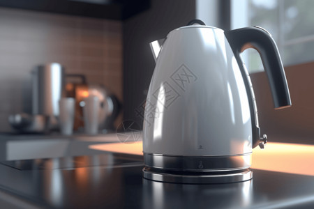 科技茶壶电热水壶的特写设计图片