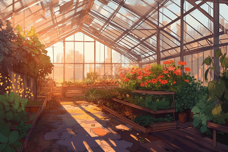 太阳能温室的花朵背景图片