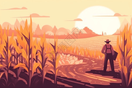 农民在玉米田里图片