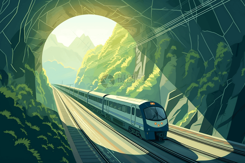 火车穿过隧道图片