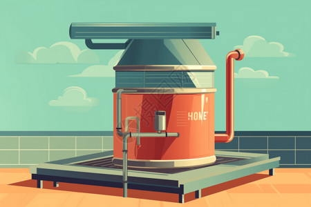 发电锅炉太阳能热水器的插画插画