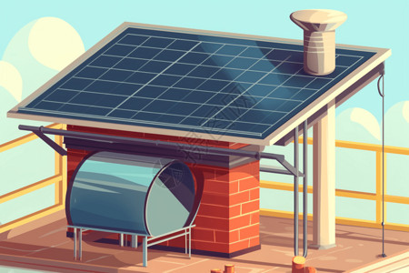 屋顶上的太阳能热水器图片