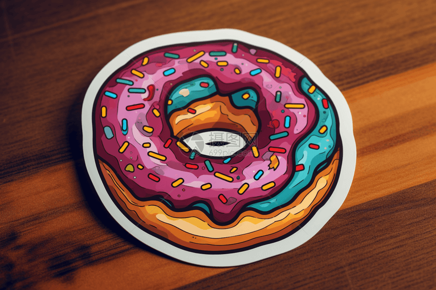 粉色的甜甜圈贴纸图片