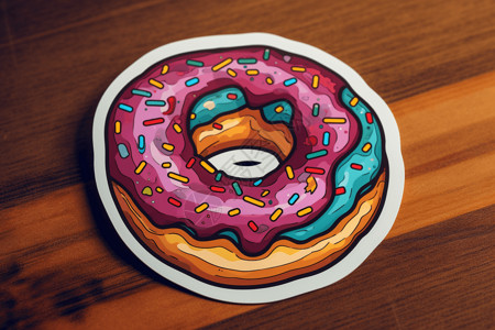 粉色的甜甜圈贴纸背景图片