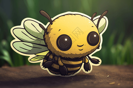 可爱的蜜蜂贴纸插图背景图片