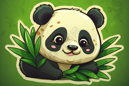 一个可爱的熊猫贴纸高清图片