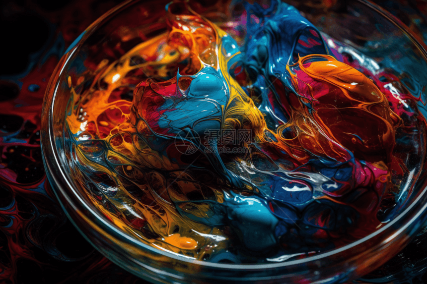 液体玻璃的彩色漩涡图片