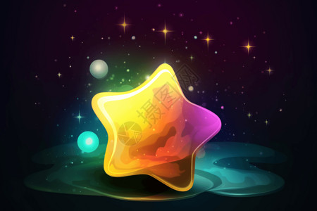 魔术高清素材一颗彩色的星星插画