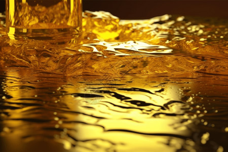 金黄色的液体表面背景图片