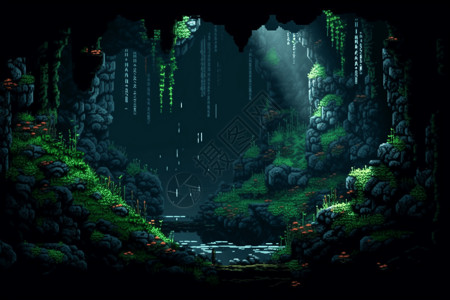 神秘森林的洞穴图片