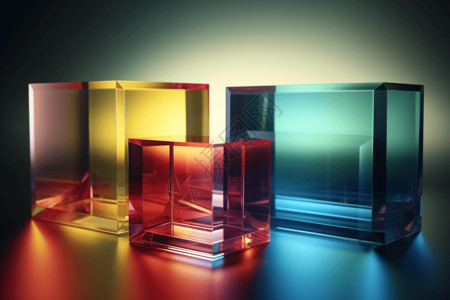透明块彩色的玻璃块设计图片