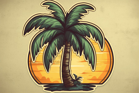 热带的棕榈树贴纸背景图片