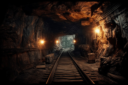煤矿矿洞运输铁路图片