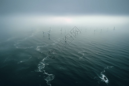 海洋上的风车发电图片