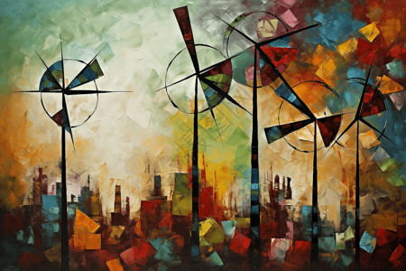 抽象风车涡轮机背景图片