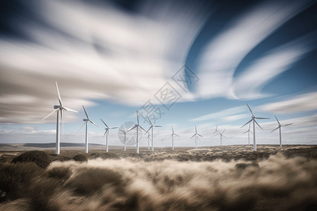 大型风力发电场背景图片