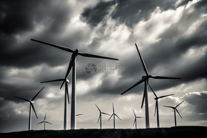 风力涡轮机的动态视图图片