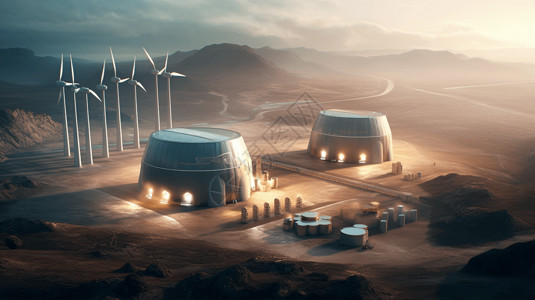 地热发电厂的3D概念图图片