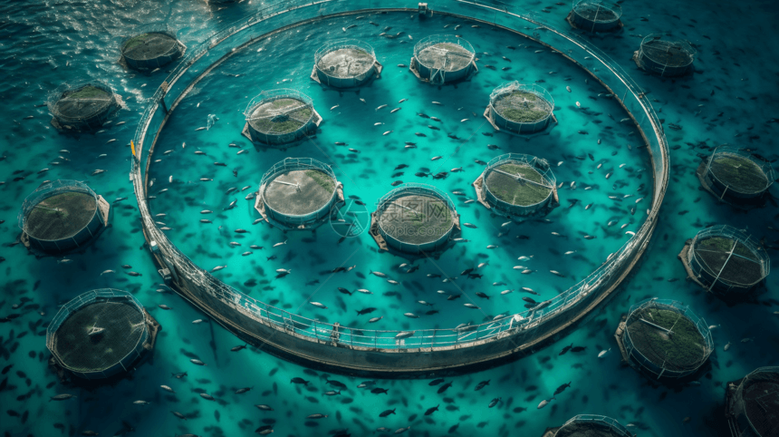 海洋鳍鱼孵化场3D概念图图片
