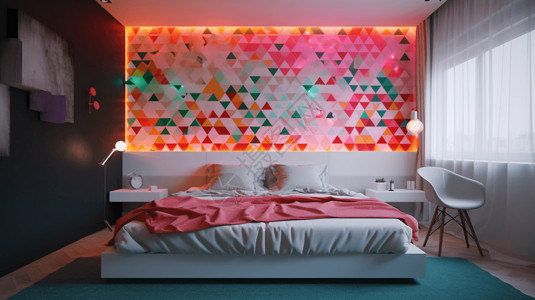 现代科技感卧室3D概念图图片