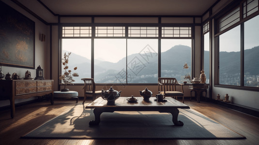 新中式家居客厅场景图片